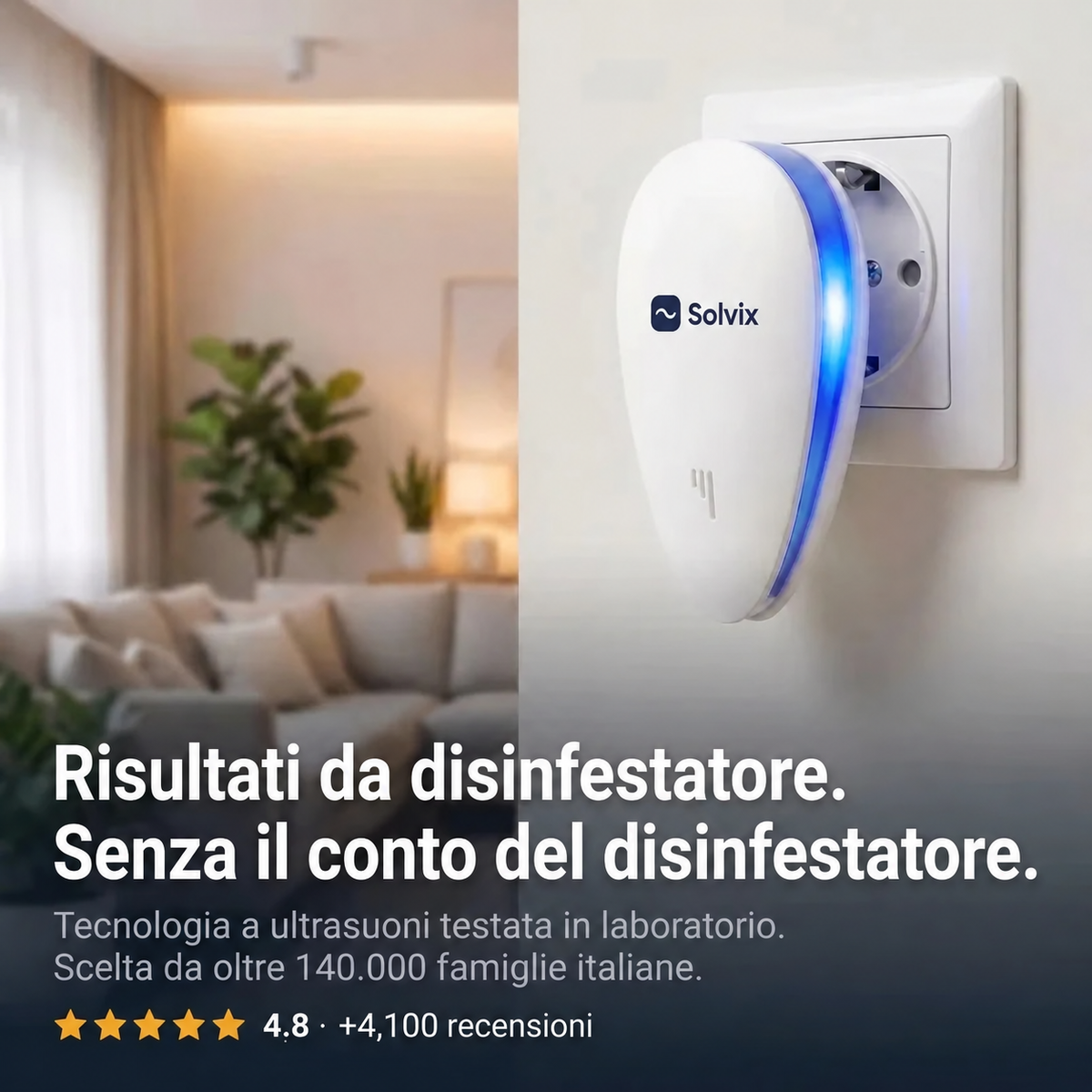 Solvix™ Repellente a Ultrasuoni – Via 14+ Parassiti, per Sempre