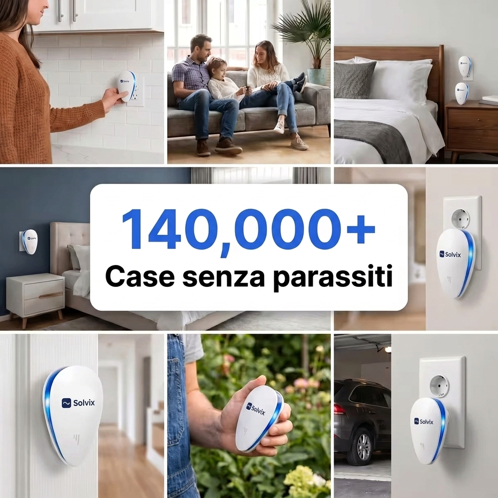 Solvix™ Repellente a Ultrasuoni – Via 14+ Parassiti, per Sempre